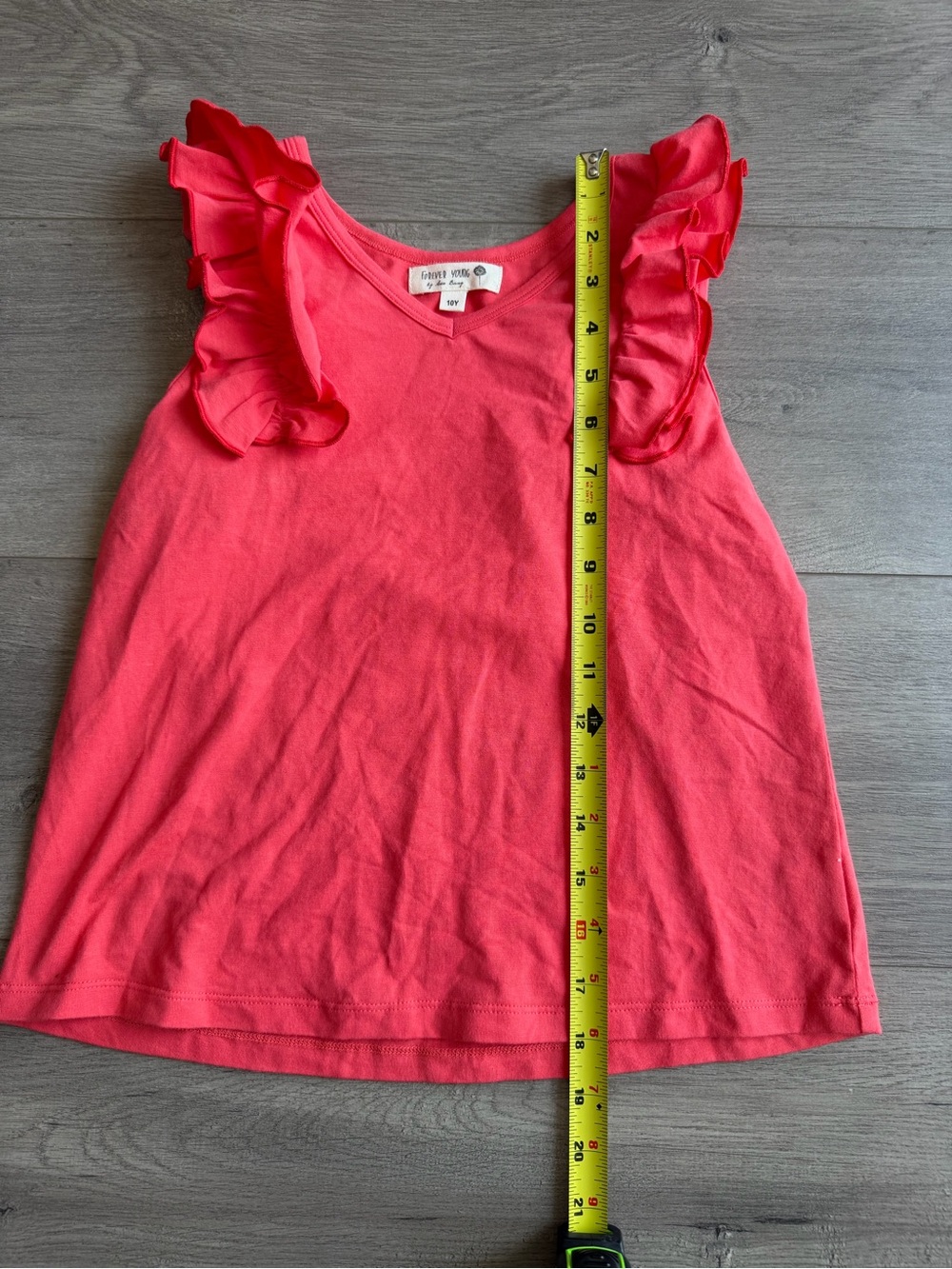 Forever Young Ruffle Sleeve tank top - coral - size 10Y - Picture 3 of 6